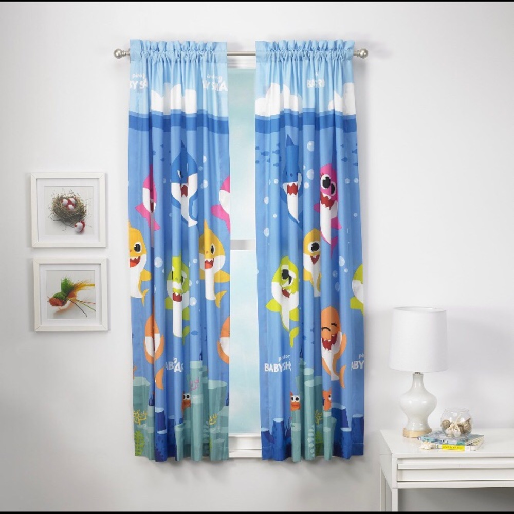 Baby Shark Kids Window Curtain Set ,Set of 2 Panel
